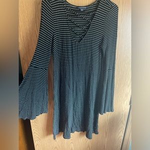 Striped midi, bell sleeved American Eagle Dress
